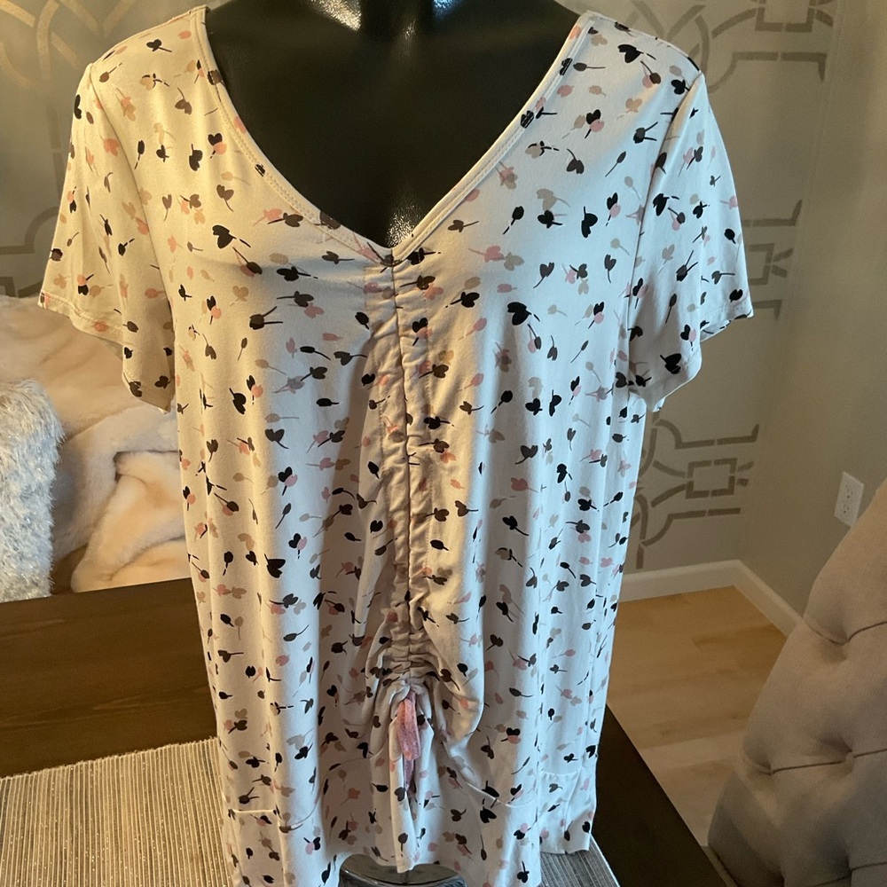 Picadilly Women’s Floral Ruched V-Neck Top Size L